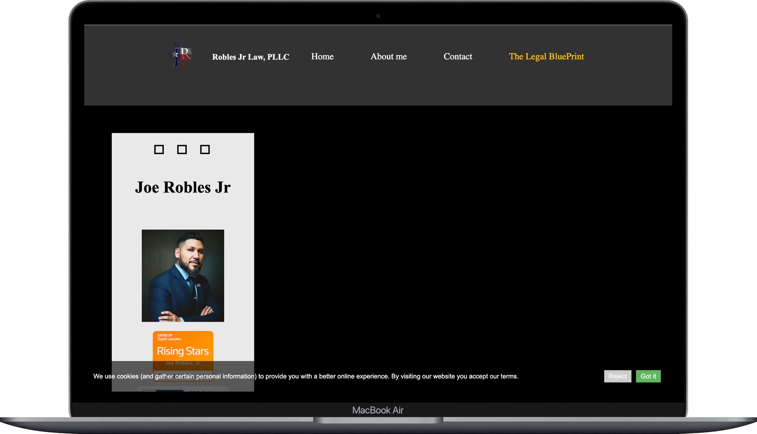 Robles Jr. Law old website before the rebuild