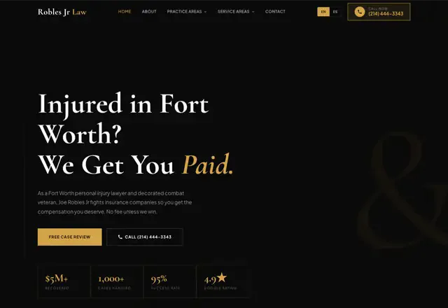 Robles Jr Law website hero built by Boominghype